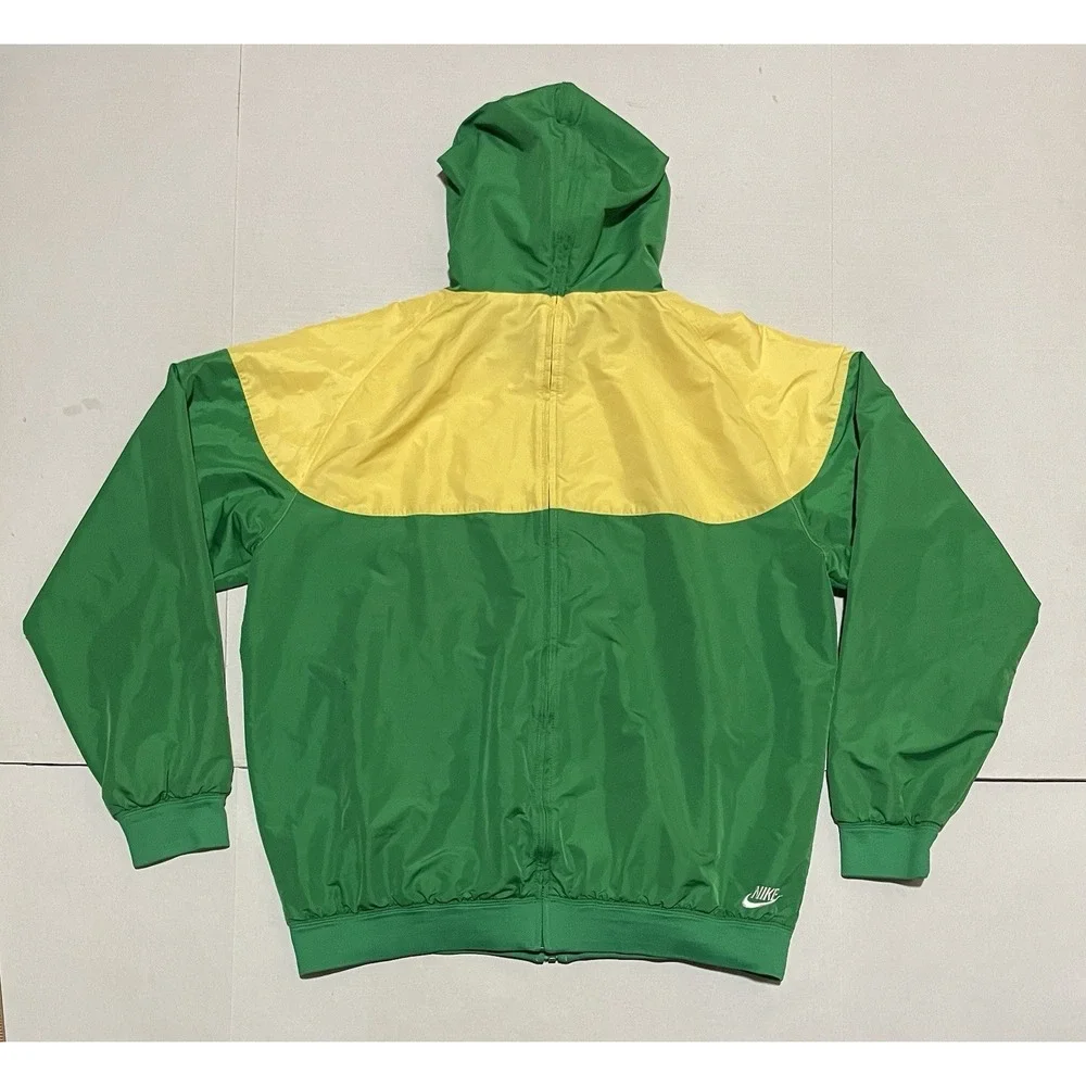 Vintage Nike Brazil Green Yellow Hooded Windbreaker Jacket Mens Large Vents